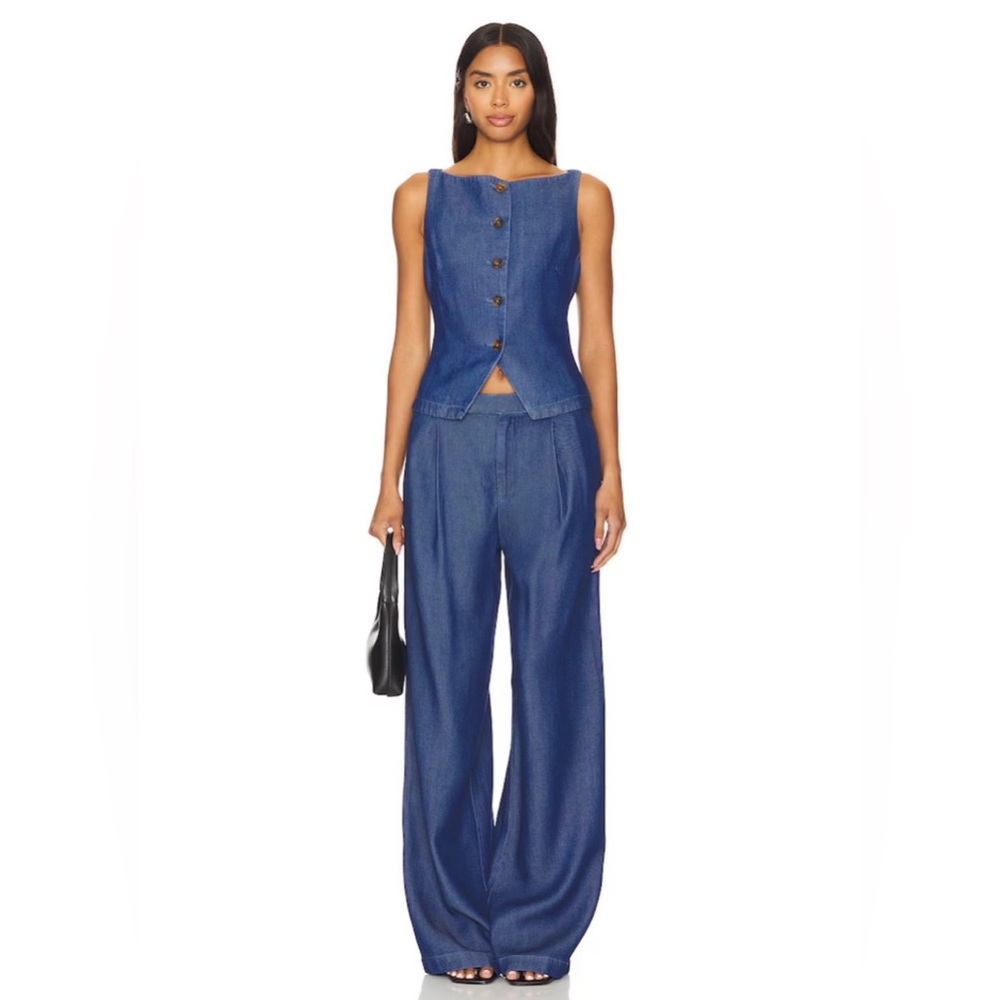 LOVERS + FRIENDS Agathe Pant in Blue Denim - Picture 5 of 12